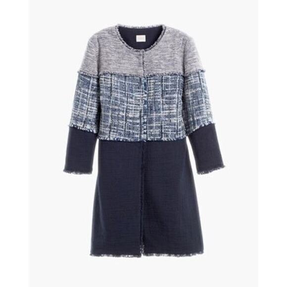 NWT Chico’s Textured Colorblock Tweed Open Jacket Size 3/ XL Blue - Picture 4 of 14